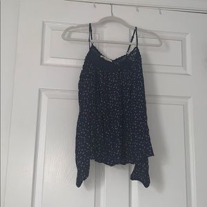 Long Sleeve Off the shoulder blue floral blouse